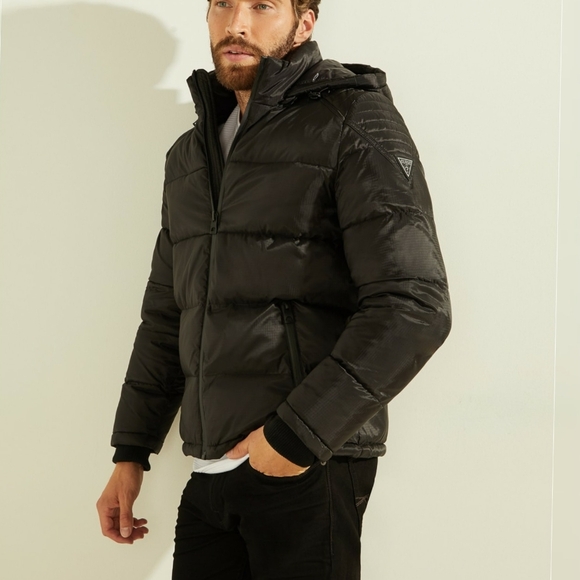 NEW GUESS Black Andrew Puffer Jacket - Picture 2 of 11